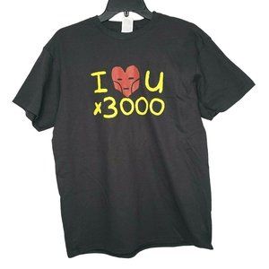 I Love You Times 3000 Men Medium Black Yellow %100 Cotton T Shirt